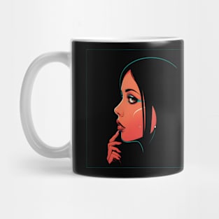 Contemplative Beauty: Portrait of a Thoughtful Woman Mug